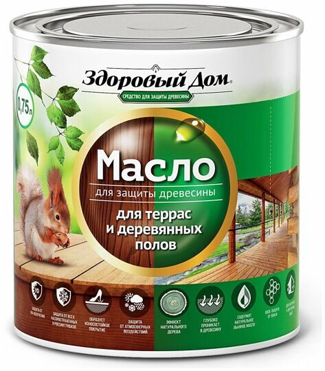 Масло для террас и деревянных полов"ЗДОРОВЫЙ ДОМ"1,8